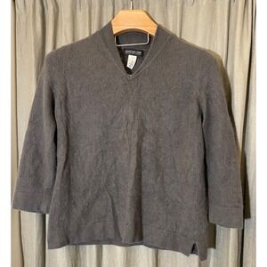 JONES NEW YORK COLLECTION 100% CASHMERE V NECK 3/4 SLEEVE SWEATER TOP SIZE XL